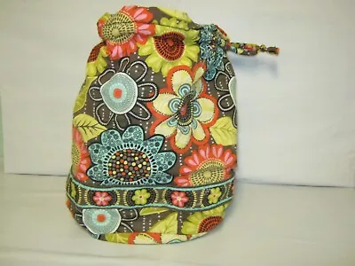 Vera Bradley Plastic Lined Drawstring Ditty Bag Flower Shower 12 X 10 X 7 GUC • $13.95