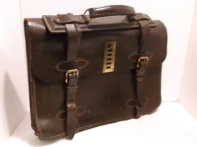 VINTAGE MILITARY FEDERAL Type Heavy Leather Briefcase/Attache' C. 1940's-1950's • $165.95