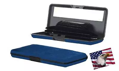 Oriluz 18 Large Aluminum Wallet Blue Resistant RFID Protect 7 Pockets And Mirror • $9.99