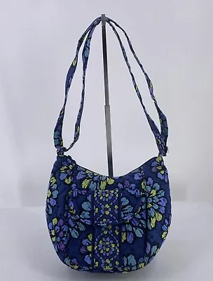 Vera Bradley Indigo Pop Shoulder Crossbody Bag Blue Purple Lime Outside Flap • $16.99