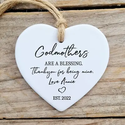 £7.99 • Buy Personalised Godmother Gift, Heart Pendant Christening Gift For Godparents