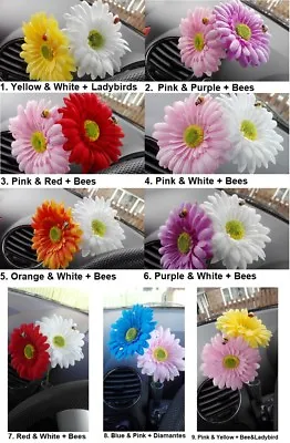 2 X Gerbera Daisy Car Flower For VW Beetle Bug Dash Vase 'You Pick The Colours' • £9.99