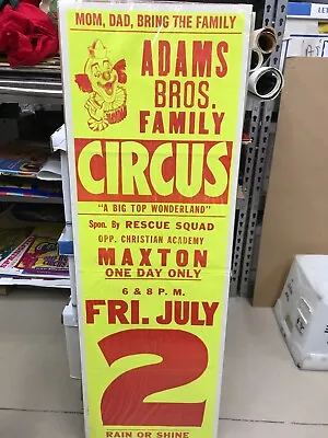 $9.77 • Buy Vintage Adams Bros. Circus Poster 14 X42   Maxton Big Top Wonderland