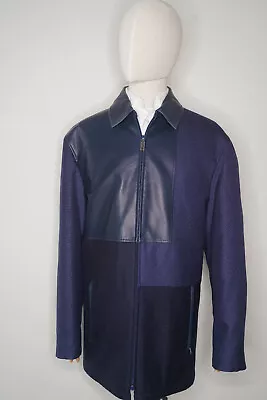 New ZILLI $13500 Harvest Cashmere Silk Lambskin Blue Dress Coat Jacket Trench 64 • $3995