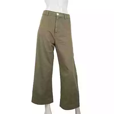 STAUD Women's Wide Leg Crop Pants In Olive Green Size Medium • $79.99