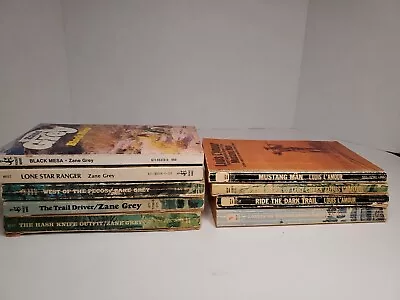 Western Paperback Novels Lot Of 9 Zane Grey Louis L'Amour Pocket Novels • $10.99