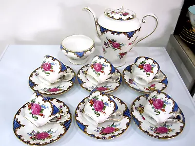 £149.99 • Buy VINTAGE,Aynsley BLUE,BONE CHINA Roses Gilded Coffee Set 1930's,UNUSED