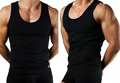 £5.99 • Buy Mens Tank Top Bodybuilding Tee Gym Athletic Vest Stretch Stringer Plain 3 Colors