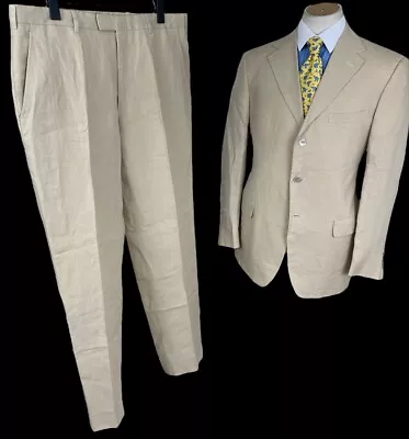 Ermenegildo Zegna Cream Linen Suit 52R UK42R / W36” Wedding 100% Linen • £165