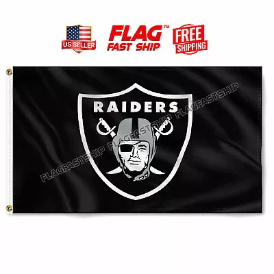 Raiders Flag 3X5 Las Vegas Raider Logo Banner NFL Football FREE Shipping • $12.98