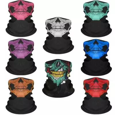 Skull Balaclava Face Mask Gaiter Neck Biker Bandana Winter Sport SPF40 • $3.69