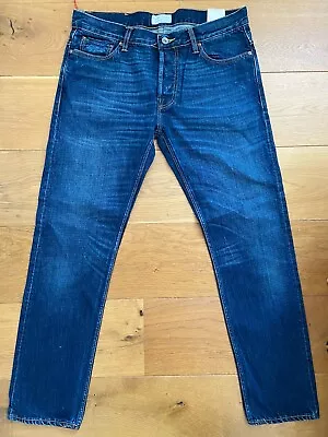 Hawksmill Denim Co Slim Tapered Indigo Jeans Mens W34 L32 • £24.99