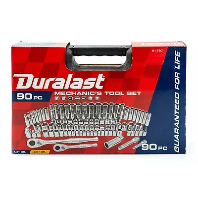 DURALAST 90PC 1/4  & 3/8  Drive Ratchet/Socket SAE/METRIC Tool Set 61-750 • $89.99