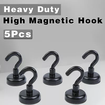 Strong Heavy Duty Magnetic Hooks (5 Pack) - 40lb Hook Set NdFeB Magnet Hooks USA • $9.14