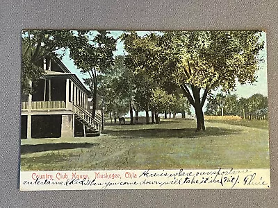 Oklahoma OK Muskogee Country Club House R. P. O. Postmark 1907 • $6.99