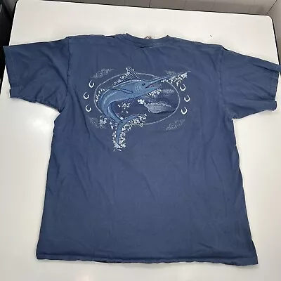 Vintage ST. Kitts Yachtclub Marlin Fishing Tropical T Shirt Blue Size Large • $8.79