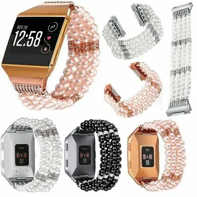 $28 • Buy Luxury Fashion Replacement Crystal Beads Wrist Band Strap For Fitbit Ionic Watch