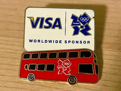 2012 London Olympic Lapel Pin Visa Worldwide Sponsor Double Decker Bus Flag • $17.99