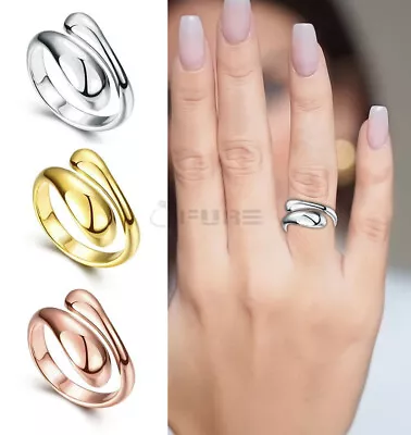 925 Sterling Silver Plated Adjustable Statement Rings Ladies Gift Ring Jewellery • £3.99