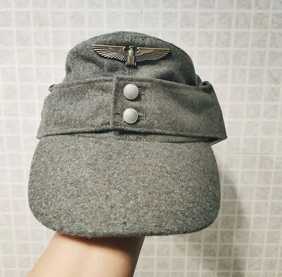 WW2 German M43 Field Wool Cap Hat With German Eagle Cap Badge Pin Size L/58cm • $18.59
