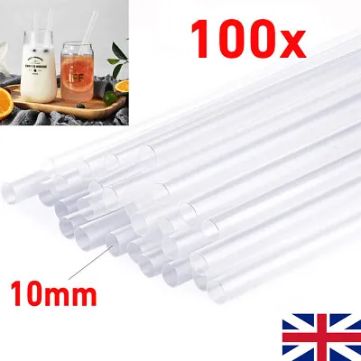 100 X Large 10mm Extra-Wide Clear Smoothie Straws Milkshake Jumbo Plastic Straws • £7.61