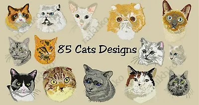 Machine Embroidery Designs - 85 Cats Embroidery Designs - Pes Dst Jef Formats • £5.99