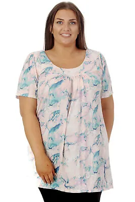 £12.49 • Buy New Womens Plus Size Smock Top Ladies Tie Dye Print Tunic Blouse Pleated Shirt