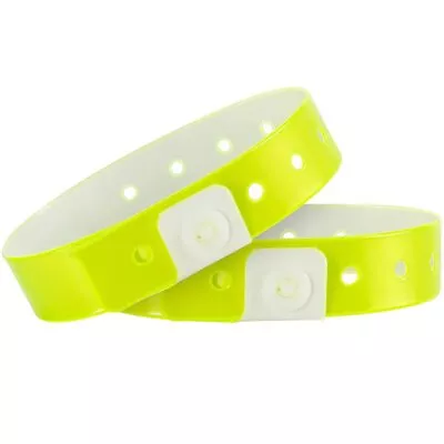 Plastic Event Wristbands Neon Yellow - 100 Pack Vinyl Wristbands For Parties • $23.70