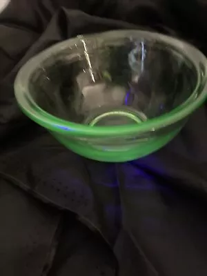 Clear Green Uranium Vaseline Glass Mixing Bowl65mm High 130mm Wide • $22.50