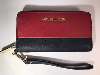 Michael Kors Jet Set Large Coin Multifunction Phone Case In Red Black • $39.99