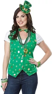 $16.99 • Buy Lucky Lady Kit St. Patricks Day Vest Bow Tie Hat Curly Hair Clips Adult L/XL