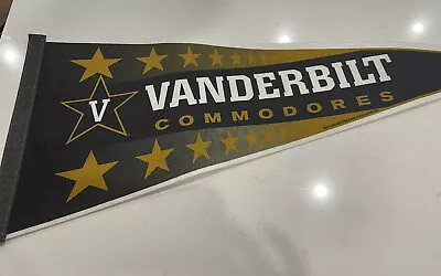 Vintage NCAA Vanderbilt Commodores Full Size Black Gold & White Felt Pennant • $15