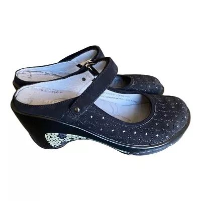 J-41 Adventure On Jasper Black Leather Clogs Shoes Mary Jane Women's Size 5.5 • $29.95