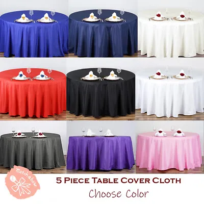 5 Pc Round Tablecloth Table Cover Party Wedding Linen Colors Choose Size Color • $30.98