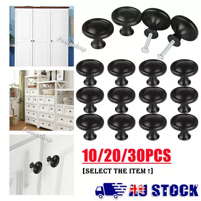 Kitchen Cabinet Vintage Pull Cupboard Drawer Round Knobs Matt Black Door Handles • $27.55