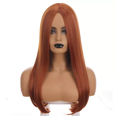 Cosplay Wigs Ginger Orange Heat Resistant Synthetic Fake Scalp Long Straight • $19.99