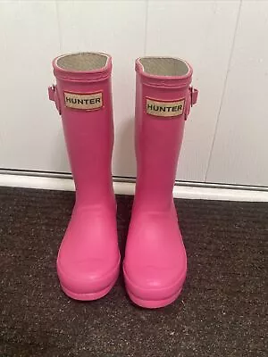 Girls Pink Hunter Classic Wellington Boots Wellies. Uk Size 10 Infant. Used • £0.99