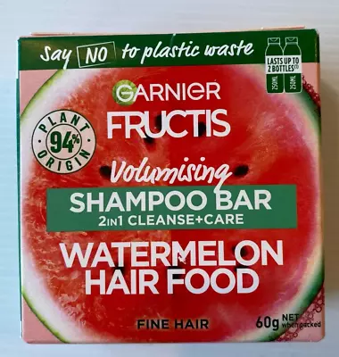 Garnier Fructis Shampoo Bar  2-in-1 Watermelon Hair Food Fine Hair Travel 60g • $6.50