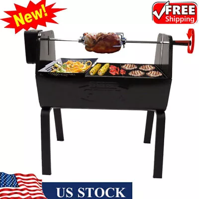 Outdoor Spit Roaster Grill Charcoal Portable Rotisserie BBQ Grill Pig Lamb，Black • $33.12