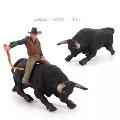 Toy Collectible Character Model PVC Model Rodeo Bull Bull Rider Animal Toys • $21.26