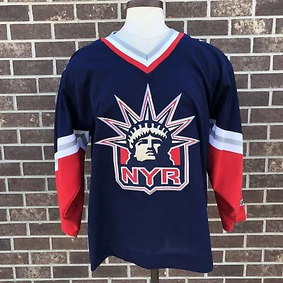 Vintage New York Rangers Blue Lady Liberty Blank Replica CCM Jersey Medium M • $199.99