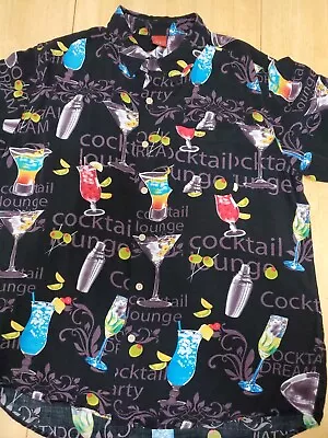 Junction West Drink Cocktail Party Lounge Martini Hawaiian Button Up Shirt Sz XL • $18