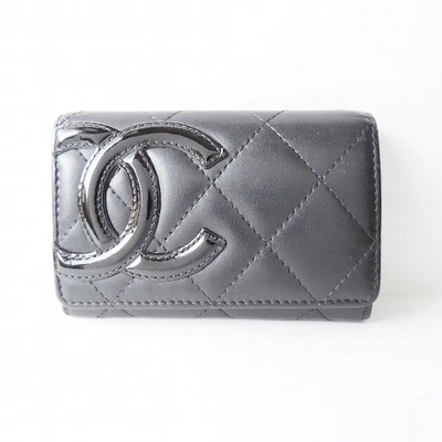 $344 • Buy Auth CHANEL Cambon Line / Matelasse - Black Lambskin Patent Leather