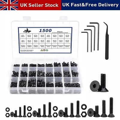 1500pcs Stainless Steel Hex Screws & Socket Bolts Nuts Set Assorted M2 M3 M4 M5 • £14.99