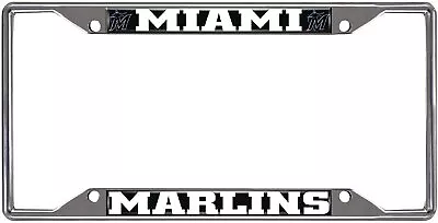 Miami Marlins Metal License Plate Frame Tag Cover Chrome 6x12 Inch • $19.79