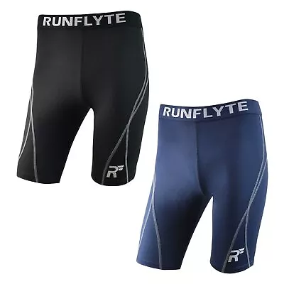 RunFlyte Men's Flyte Compression Training Shorts Running Tights Moisture F2107 • $12.95