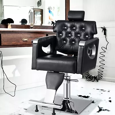 Swivel Salon Chair Styling Barber Chair W/Tiltable Backrest Adjustable Headrest • £228.95