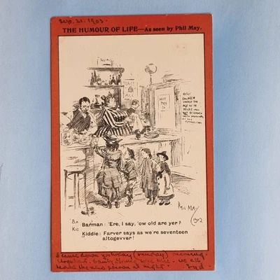 £7.95 • Buy Phil May Comic Postcard 1903 Pub Bar Bass Ale Sign Tankard Children Combined Age