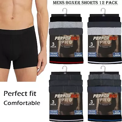 Mens Boxer Shorts 12 Pack No Itchy Labels Cotton Underwear Retro Trunks Gift Set • £18.99