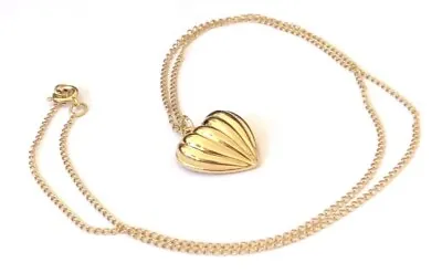 Vintage NOLAN MILLER Gold Tone Heart Pendant Gold Plated Chain Necklace 17.5  • $59.90